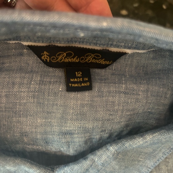 Brooks Brothers Blue Casual Button Down Linen shirt in size 12. NWT - Picture 3 of 5